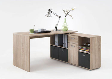 Luiz Oak Flexi Corner Office Desk - Versatile, Durable, and Space-Saving - UK Luxury Furniture